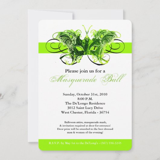 Limoen Vlinder Masker Masker Kostuum Halloween Kaart (Voorkant)