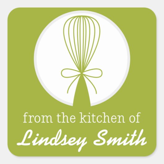 Limoen Whisk Silhouet Keukenlabels Vierkante Sticker (Voorkant)