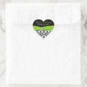 Limoen, White en Black Damask Heart Shape Sticker (Tas)