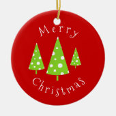 Limoen White Polka Dots kerstbomen Keramisch Ornament (Voorkant)