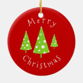 Limoen White Polka Dots kerstbomen Keramisch Ornament (Achterkant)