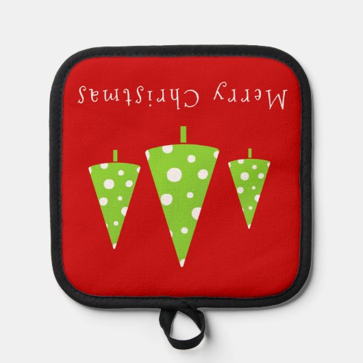 Limoen White Polka Dots kerstbomen Pannenlap (Voorkant)