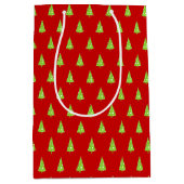 Limoen White Polka Dots Kerstmis Pattern Medium Cadeauzakje (Voorkant)