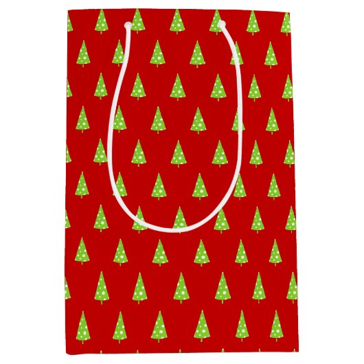 Limoen White Polka Dots Kerstmis Pattern Medium Cadeauzakje (Voorkant)