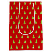 Limoen White Polka Dots Kerstmis Pattern Medium Cadeauzakje (Achterkant)