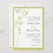 Limoen Wild Flower Branch Wedding Invitation Kaart (Voorkant)