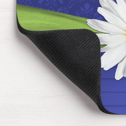 Limoen, wit en Royal Blue Damask Mousepad Muismat (Hoek)