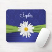 Limoen, wit en Royal Blue Damask Mousepad Muismat (Met muis)