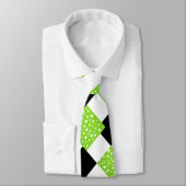 Limoen Witte Polka stippen, zwart & wit kleurenblo Stropdas (Gebonden)