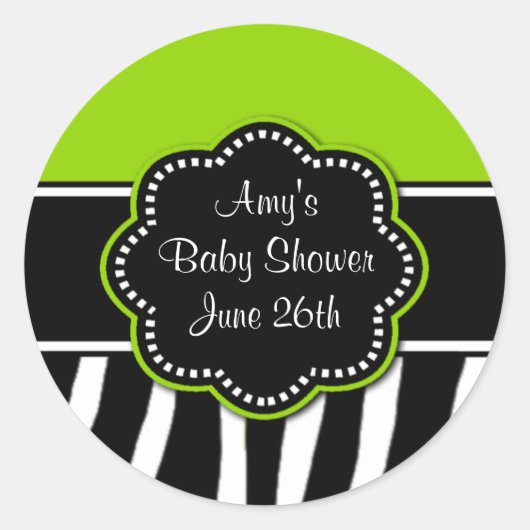 Limoen Zebra Baby shower of Verjaardag Stickers (Voorkant)