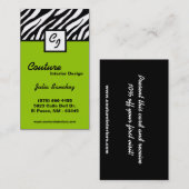 Limoen Zebra Print gepersonaliseerd Visitekaartje (Voorkant / Achterkant)