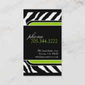 Limoen Zebra Print Visitekaartje (Achterkant)