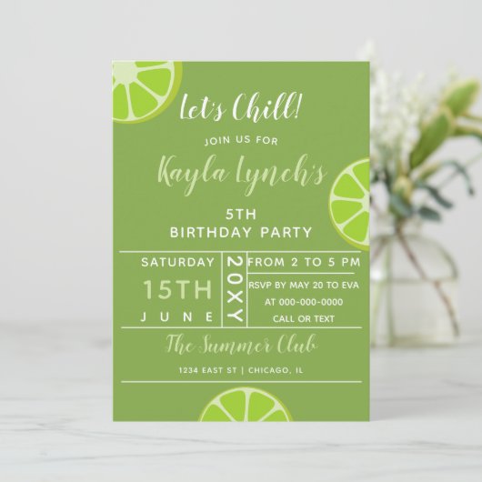 Limoen zomeruitnodiging kaart (Staand voorkant)