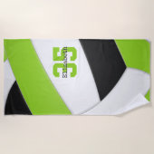 limoen zwart en wit meisjes volleybal gepersonalis strandlaken (Voorkant)