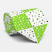 Limoen zwart-wit kleurenblokpatroon stropdas (Opgerold)