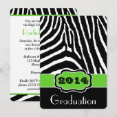 Limoen, zwart, wit zebra Print Afstuderen uitnodig Kaart (Voorkant / Achterkant)