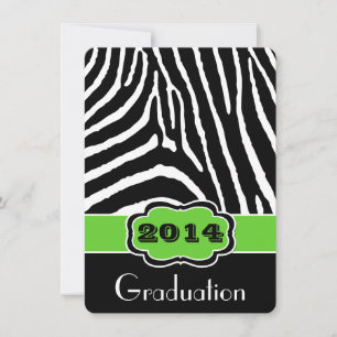 Limoen, zwart, wit zebra Print Afstuderen uitnodig Kaart