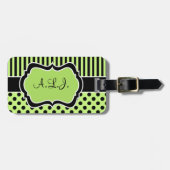 Limoen, zwart, witte, gestreept Stippen Bagagelabe Bagagelabel (Voorkant horizontaal)