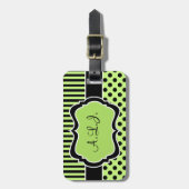 Limoen, zwart, witte, gestreept Stippen Bagagelabe Bagagelabel (Voorkant verticaal)