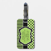 Limoen, zwart, witte, gestreept Stippen Bagagelabe Bagagelabel (Achterkant verticaal)