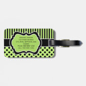Limoen, zwart, witte, gestreept Stippen Bagagelabe Bagagelabel (Achterkant horizontaal)