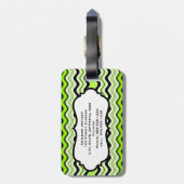 Limoen, zwart, witte strepes Bagagelabel (Achterkant verticaal)