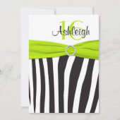 Limoen, zwart, witte Zebra 16e verjaardag uitnodig Kaart (Voorkant)