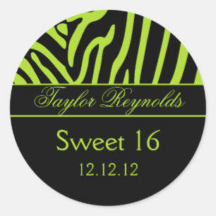 Limoen Zwart Zebra Sweet 16 Sticker