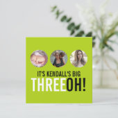 Limoen zwarte 30e THREEOH! Fotoverjaardagsuitnodig Kaart (Staand voorkant)