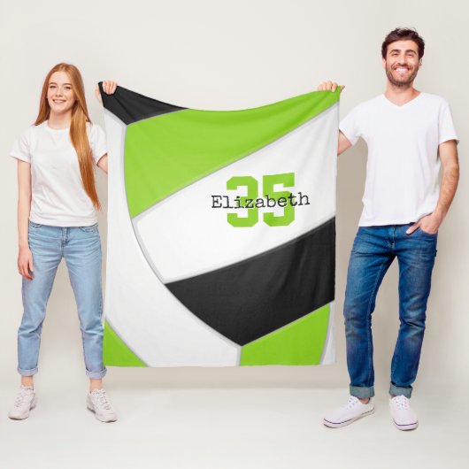 limoen zwarte en witte volleybal op maat fleece deken (In situ)