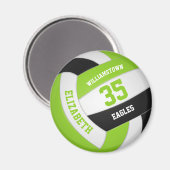 limoen zwarte witte volleybal met teamnaam magneet (Voorkant / Achterkant)