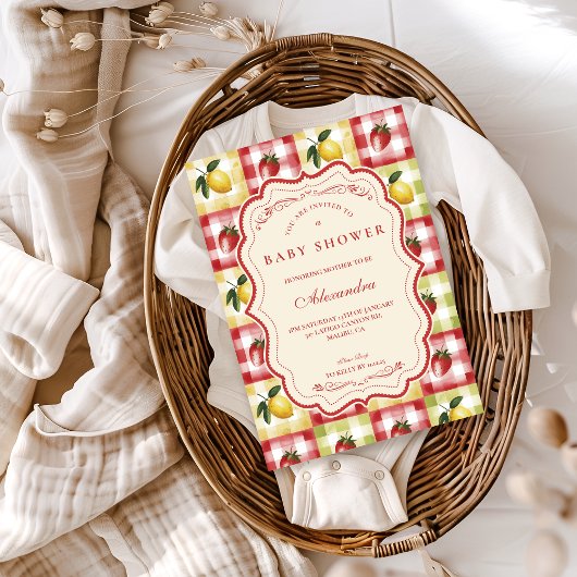 Limoenbes Picknick Baby Shower Kaart