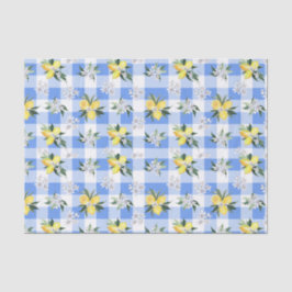 Limoenbloesem Blauw Gingham Tissuepapier