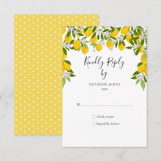 Limoenbloesem Groen RSVP Kaartje (Voorkant / Achterkant)