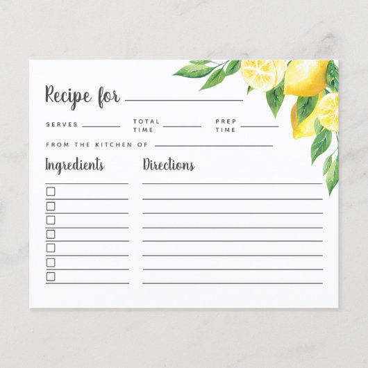 Limoenboom Bruidssluier Receptkaart (Voorkant)