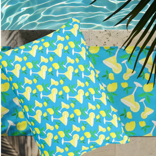 Limoendruppels Citroenen Caribisch Blauw  Buitenkussen