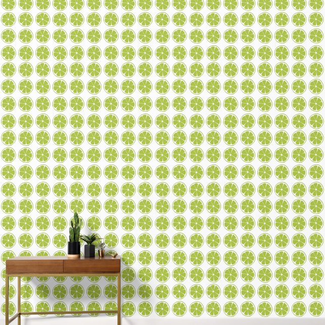 Limoenfruit groen limoenpatroon behang (Hal)