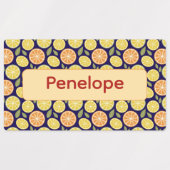 Limoengele purperen patroon Labels met naam (Design 2)
