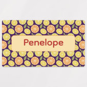 Limoengele purperen patroon Labels met naam (Design 1)