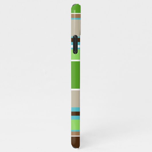 Limoengroen Aqua Blauw Bruin Taupe Wit Strepen iPhone Hoesje (Rechterkant)