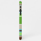Limoengroen Aqua Blauw Bruin Taupe Wit Strepen iPhone Hoesje (Linkerkant)
