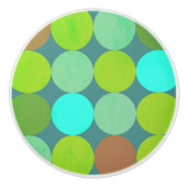 Limoengroen Blauwgroen Turquoise & Roest Circles Keramische Knop (Voorkant)