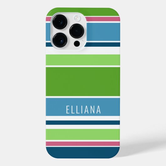 Limoengroen Donkerblauw Blauwgroen Heet Roze Wit G iPhone Hoesje (Achterkant)