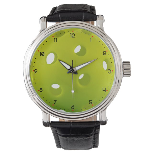 Limoengroen echt pickleball horloge (Voorkant)