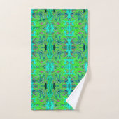 Limoengroen en Blauw Groovy Abstract Retro Kunst Bad Handdoek (Handdoek)