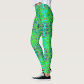 Limoengroen en Blauw Groovy Abstract Retro Kunst Leggings (Links)