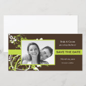 Limoengroen en bruine Save the Date-foto kaarten (Voorkant / Achterkant)