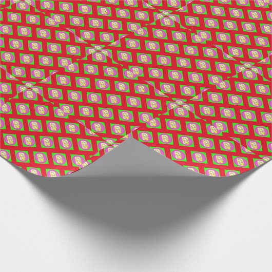 Limoengroen en felle paarse motieven cadeaupapier (Hoek)