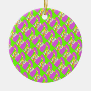 Limoengroen en felle paarse patroontjes Kaart Keramisch Ornament