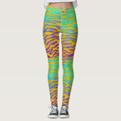 Limoengroen en geel zebraprint leggings (Voorkant)